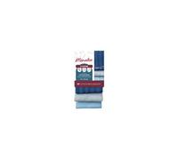 MENATEX Torchons éponge - Lot de 3 - 31 x 32 cm - Bleu foncé, gris clair, bleu clair