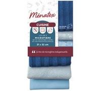 MENATEX Torchons éponge - Lot de 3 - 31 x 32 cm - Bleu foncé, gris clair, bleu clair Bleu foncé, gris clair et bleu clair