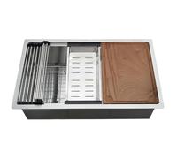 MENATT Évier de cuisine encastrable de 71,1 x 45,7 x 22,9 cm en acier inoxydable 304 de calibre 18 avec planche à découper, grille inférieure et passoire - Lavabo profond sous comptoir