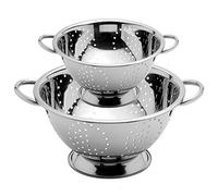 Menax - Passoire Cuisine - Passoire Double Anse en Acier Inoxydable - Ustensile de Cuisine - Tamis Cuisine avec Poignées et Base en Inox - Tamis de Cuisine - Acier Inoxydable - Lot de 2-18 et 24 cm