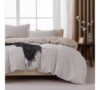 MENDALE Duvet Cover Set - Premium Bedding Set - 200*200 cm Duvet Cover with 80*80 cm Pillow Case - Soft Brushed Microfiber- Off-white & Khaki