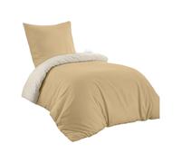 MENDALE Parure de lit 2 pièces en microfibre douce brossée beige/sable - Housse de couette 140 x 200 cm, 1 taie d'oreiller 65 x 65 cm