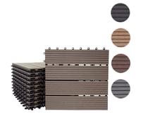 11x Carreau Wpc Rhone, Carrelage De Sol, Balcon / Terrasse, À 30x30cm = 1qm Coffee Linéaire Marron