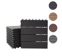 11x Carreau Wpc Rhone, Carrelage Balcon/Terrasse, Optique Bois À 30x30cm = 1m² Premium, Anthracite Linéaire Noir
