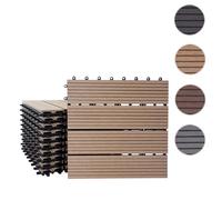 11x Carreau Wpc Rhone, Carrelage De Sol, Balcon / Terrasse, À 30x30cm = 1qm Teck Linéaire Marron