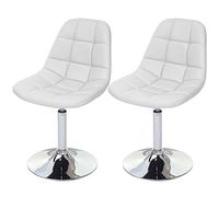 Mendler 2X Chaise de Salle à Manger Cascina, Fauteuil pitovante, Chrome - Similicuir Blanc