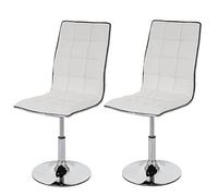 Mendler Chaise de salle à manger HWC-C41 – Fauteuil en similicuir – Blanc – Lot de 2