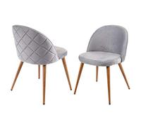 Mendler Chaise de salle à manger HWC-D53 – style rétro années 50, velours gris clair – Lot de 2