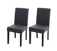 Mendler 2X Chaise de Salle à Manger Littau Imitation Cuir Gris Mat Pieds foncés