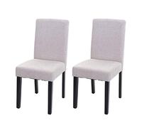 Mendler 2X Chaise de Salle à Manger Littau Textile Beige crème Pieds foncés