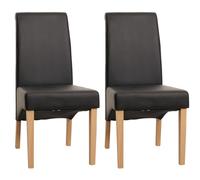 Mendler 2X Chaise de Salle à Manger M37 Similicuir Mat Noir Pieds clairs