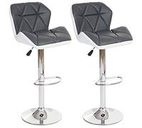 Mendler 2X Tabouret de Bar Hamilton, Chaise de comptoir, Bois, Similicuir, Rotatif - Gris
