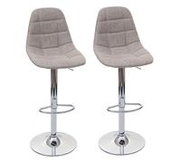 Mendler – Lot de 2 tabourets de bar HWC-A67, gris crème, textile