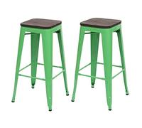 Mendler 2X Tabouret de Bar HWC-A73 empilable Vert