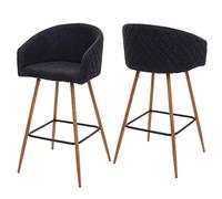 Mendler 2X Tabouret de Bar HWC-D72, Chaise, avec Dossier, Tissu - Gris Anthracite