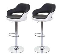 Mendler Tabouret de bar HWC-F16 – similicuir, dossier rotatif – lot de 2 noir/blanc