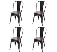 Mendler – Lot de 4 chaises salle à manger HWC-H10e, métal, similicuir Chesterfield, noir-marron