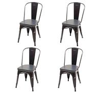 Mendler Chaises de salle à manger HWC-H10e Lot de 4 – Similicuir Chesterfield Industriel Noir/Gris