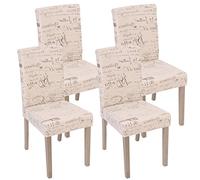 Mendler 4X Chaise de séjour Littau, Fauteuil - Tissu, crème, Pieds Couleur chaîne
