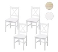 4x chaise de salle à manger HWC-F77, style rustique-cottage, en bois massif blanc