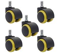 5x roulettes pour sol dur HWC-H86, roulettes pour chaise de bureau, 150kg capacité de charge 50mm jaune