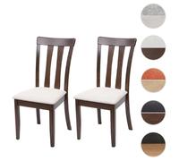 6x chaise de salle à manger HWC-G46, tissu, en bois massif châssis foncé, beige