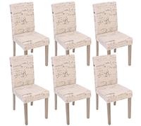 Mendler 6X Chaise de séjour Littau - Tissu crème, Pieds Couleur chaîne