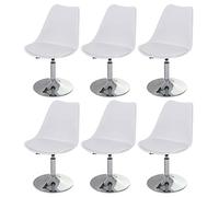 lot de 6 chaises pivotantes Malmö T501, chaise de cuisine, réglable en hauteur, similicuir ~ blanc, pied chromé