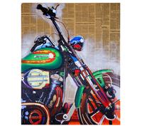 Tableau à l'huile, moto, peint à la main à 100%, toile de décoration murale XL 100x80cm