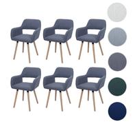 Lot de 6 chaises de salle à manger HWC-A50 II, chaise de cuisine chaise rembourrée, bois tissu/textile Velours (400g/m²) MVG gris foncé