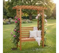 Mendler Arche à Roses avec Banc HWC-Q21 201 x 160 x 60 cm Couleur Naturelle