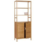 Mendler Armoire Haute HWC-B18 2 Portes 4 étagères Bambou MDF 168x64x33cm