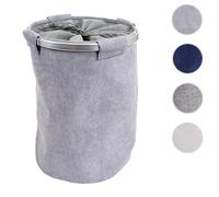 Mendler Bac à linge avec couvercle - Gris