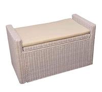 Mendler Banc Banquette/Coffre de Rangement M92, rotin - Blanc