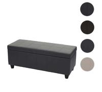 Banc/banquette/coffre de rangement Kriens, 114x45x45cm, similicuir gris mat