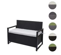 Mendler Banc de jardin HWC-F39 2 places polyrotin coffre de rangement anthracite coussins gris