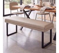 Mendler Banc HWC-O81, Banc rembourré, métal et Simili Cuir, 120 cm, Beige