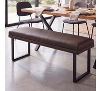 Mendler Banc HWC-O81, Banc rembourré, métal et Simili Cuir, 120 cm, Marron