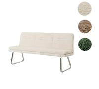 Banquette HWC-H70, banquette de salle à manger banquette rembourrée, dossier tissu/textile bouclé inox brossé 180cm crème
