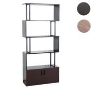 Bibliothèque HWC-A27, étagère sur pied séparateur de pièce étagère de salon, compartiment de rangement avec porte 183x80cm structure 3D brun foncé