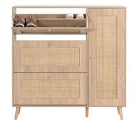 Mendler Boite à Chaussures en rotin HWC-M37 127x120x24cm Bois mélaminé Aspect chêne
