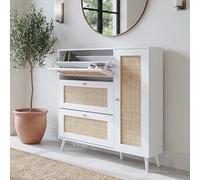 Mendler Boite à Chaussures en rotin HWC-M37 127x120x24cm Bois mélamine Blanc