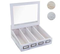 Mendler Boîte à couverts en bois - Blanc