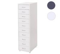 Mendler Caisson a roulettes Boston T851, Armoire à tiroirs, 110x28x41cm 10 tiroirs - Blanc