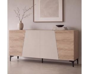 Mendler Buffet HWC-Q83, MDF mélaminé 80x160x42 cm - Aspect chêne