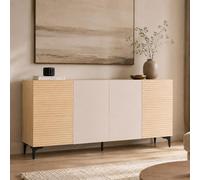 Mendler Buffet HWC-Q84, Portes en MDF mélaminé à Structure 3D 80x160x42cm - Aspect chêne