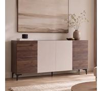 Mendler Buffet HWC-Q84, Portes en MDF mélaminé à Structure 3D 80x160x42cm - Aspect Noyer