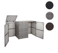 habillage pour 3 poubelles HWC-E25, abri pour poubelles, couverture pour poubelles, poly rotin 3x120l ~ gris