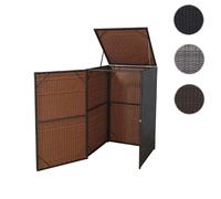 Habillage pour conteneur à déchets HWC-E25, abri pour conteneur à déchets, couverture pour conteneur à déchets, poly rotin 120l ~ brun