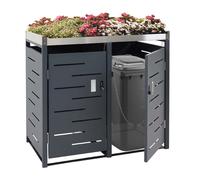 habillage pour 2 poubelles HWC-H40b, abri pour poubelles, bac à plantes acier inoxydable-métal combiné 39kg 110x115x62cm extensible
